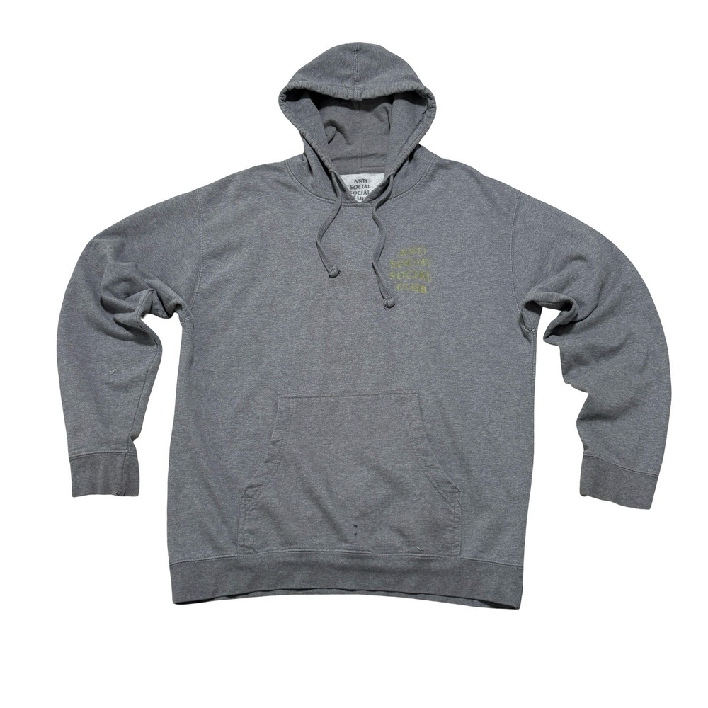 Anti Social Social Club ASSC Pullover Hoodie Gray Gold *STAINED* Sz Large 22x29